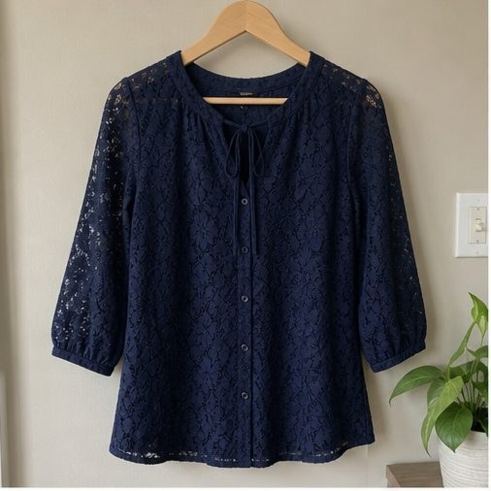 Navy Peplum Top